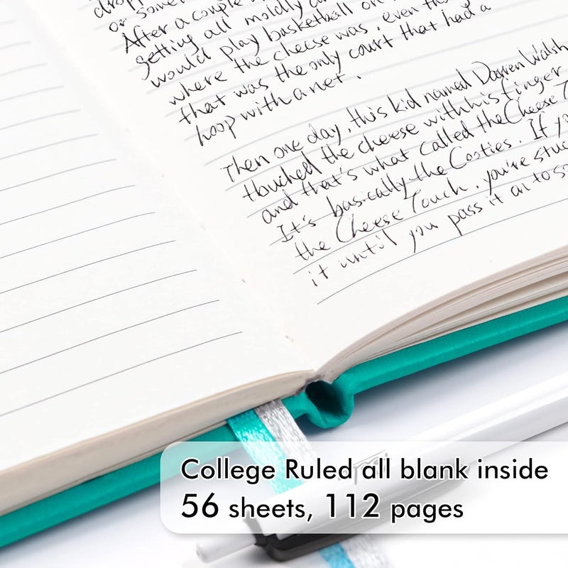 Feela 15 Pack Pocket Small Notebooks Bulk, Mini Cute Memo Notepads Hardcover College Ruled Lined Journals with Pen Holder for Women Girls Office School, with 15 Black Pens, 3.5”x 5.5”, A6, Aqua - Image 3
